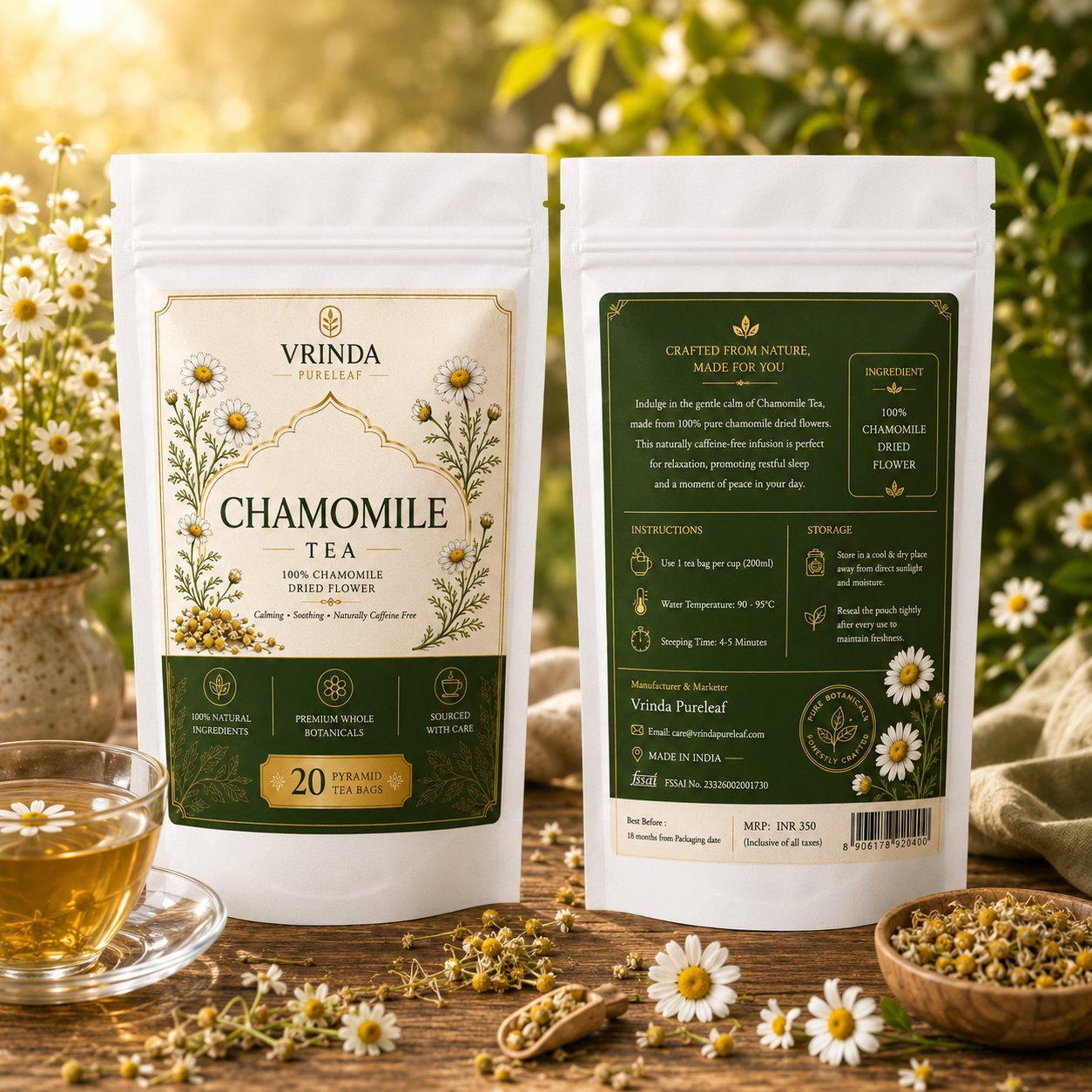 ZIP lock pouches chamomile tea