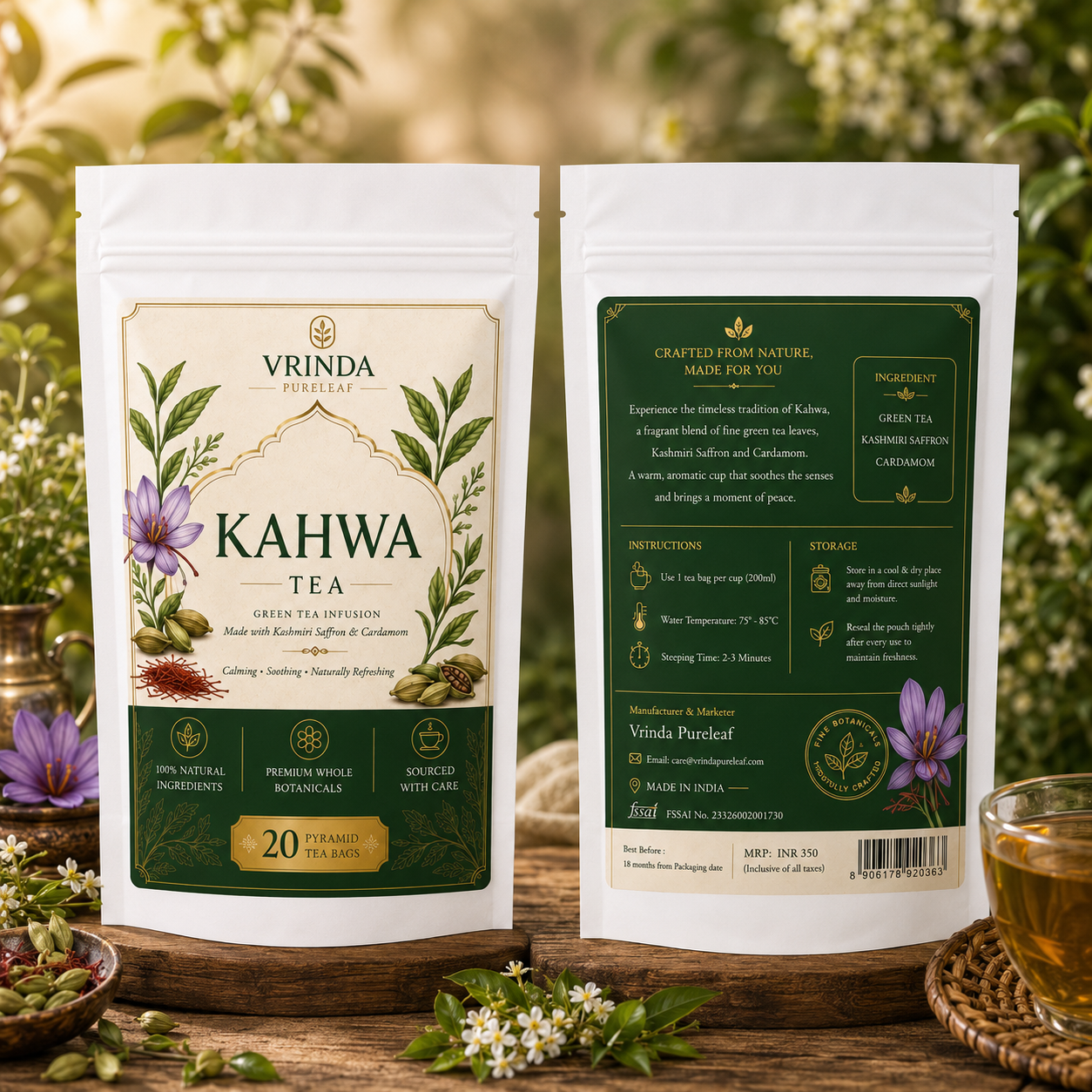 ZIP lock pouches kahwa tea